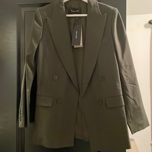 NWT Massimo Dutti Mock Double Breasted Suit Blazer
